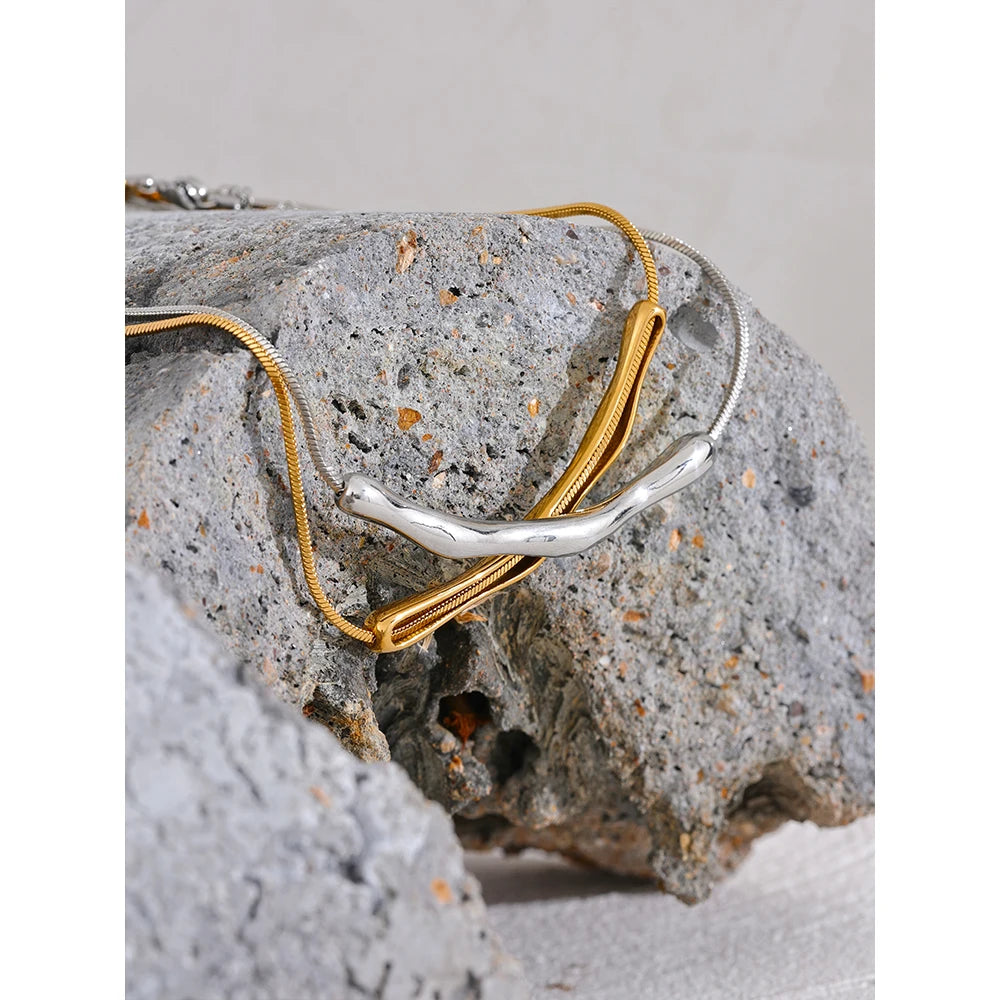 Yhpup New Stainless Steel Chain Cast Pendant Waterproof Clavicle Necklace Women 18K Gold PVD Plated Collar Jewelry High Quality
