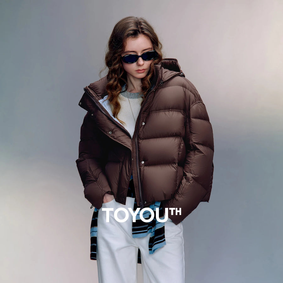 Jaqueta Puffer Feminina 90% Plumas com Capuz Ultralight