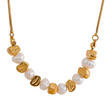 Conjunto Colar e Pulseira Gota com Pérola em Aço Inoxidável