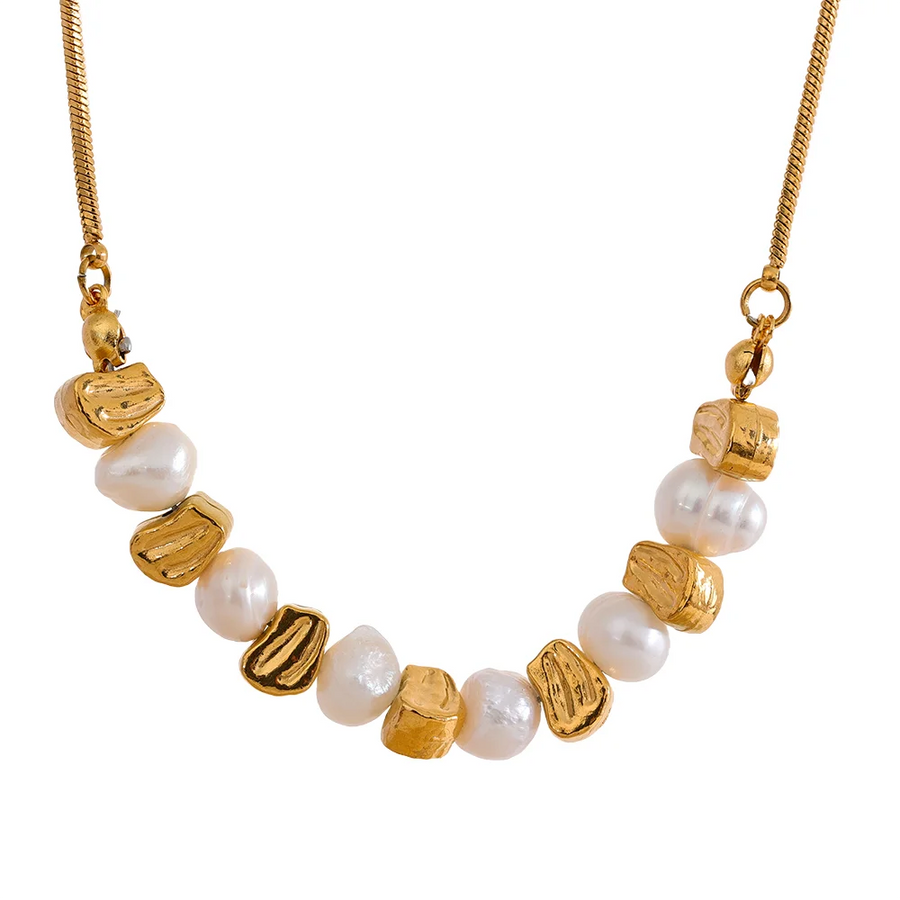 Conjunto Colar e Pulseira Gota com Pérola em Aço Inoxidável YH1063A Necklace
