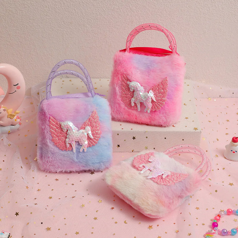 Pequena Bolsa Infantil Unicórdio Super Fofa de Pelúcia