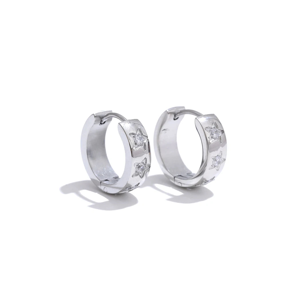 Brinco de Argola Estrela com Zircônia 16 mm
