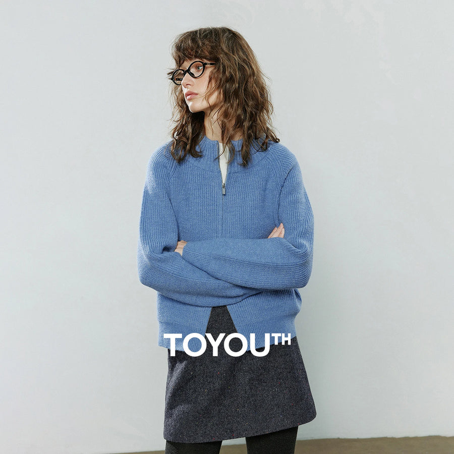 Cardigan Feminino de Fleece com Zíper e Gola Alta
