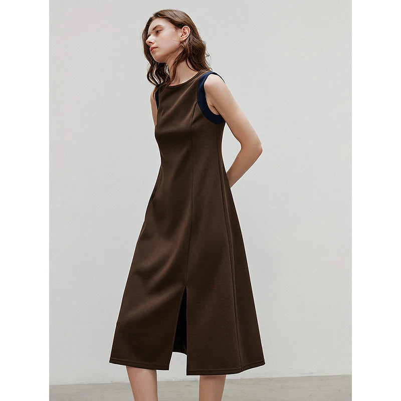 Vestido de Alças Midi com Recortes Preto