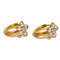 Yhpup Exquisite Cubic Zirconia Stainless Steel Flower Golden Small Daily Hoop Earrings Trendy Women Sweet Jewelry High Quality