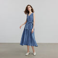Vestido Midi de Viscose sem Manga com Decote V