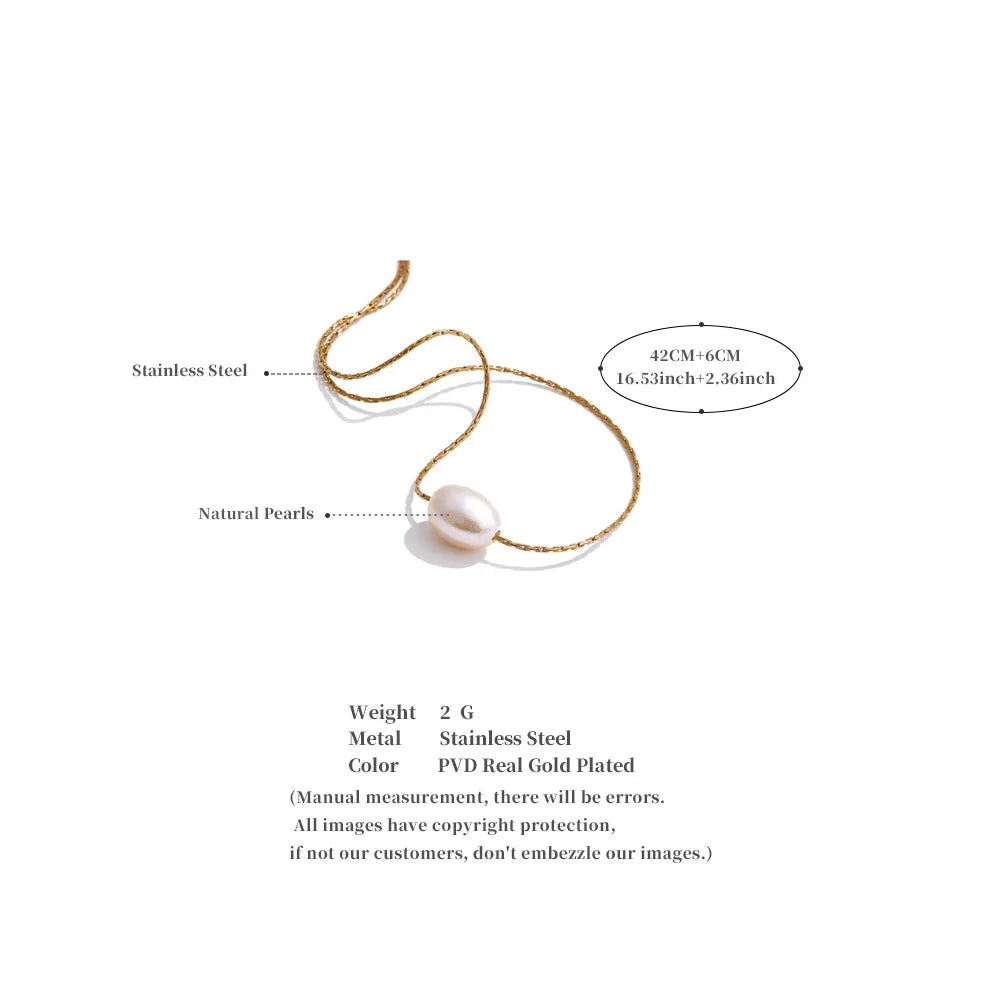 Colar Feminino Gota com Pérola em Aço Inoxidável 14