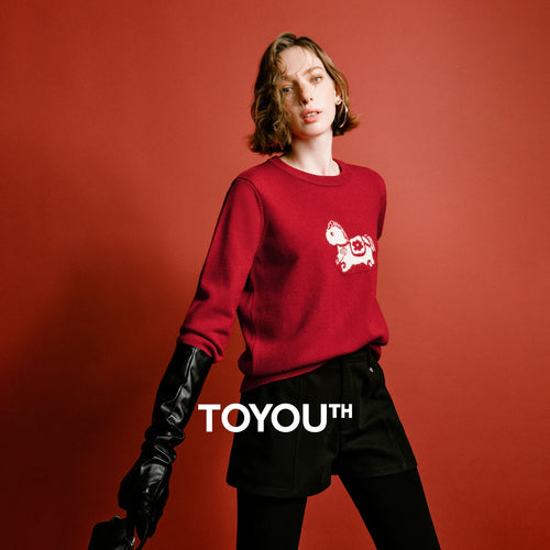 Suéter Feminino Jacquard de Cavalo com Gola Redonda