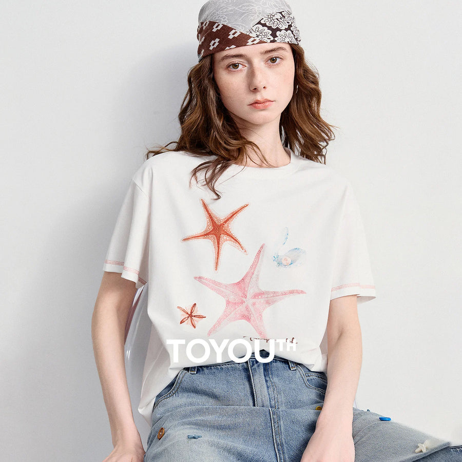Camiseta Feminina Antibacteriana com Estampa Estrela do Mar
