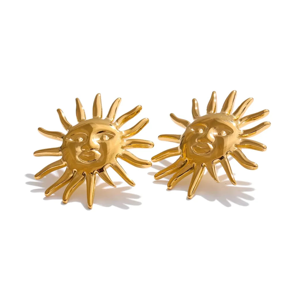 Colar Feminino Gota em Aço Inoxidável 2 Brinco Ouro