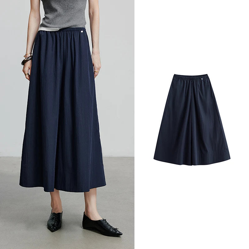 Calça Pantacourt Feminina Wide Leg com Cós Elástico