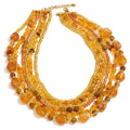 Yhpup Waterproof 2025 Handmade Beads Bohemia Jewelry Autumn Winter Stainless Steel Layered Resin Chain Bib Statement Necklace Necklace Champagne