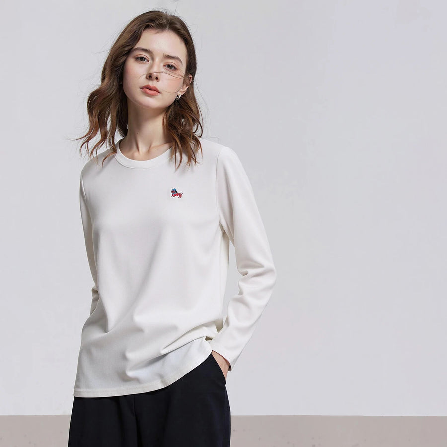 Blusa Feminina Manga Longa com Bordado Cachorro