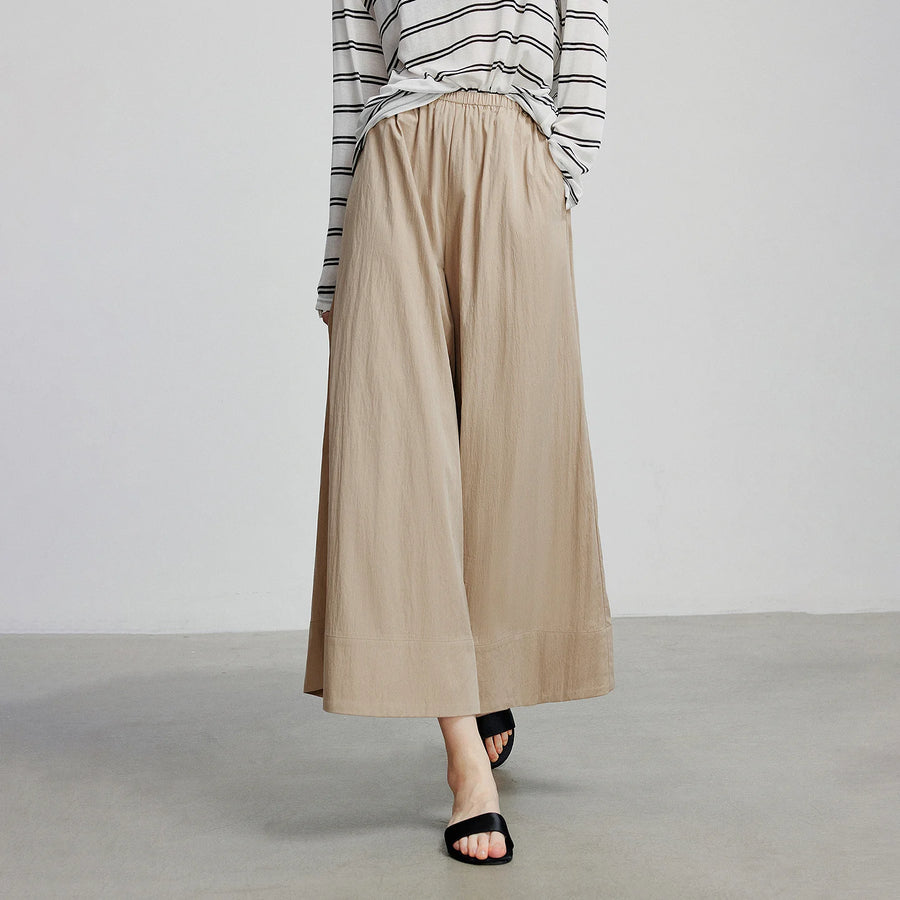 Calça Pantacourt Feminina Wide Leg com Cós Elástico