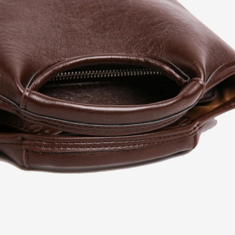 Bolsa feminina vintage de couro PU com alça dupla para ombro e transversal