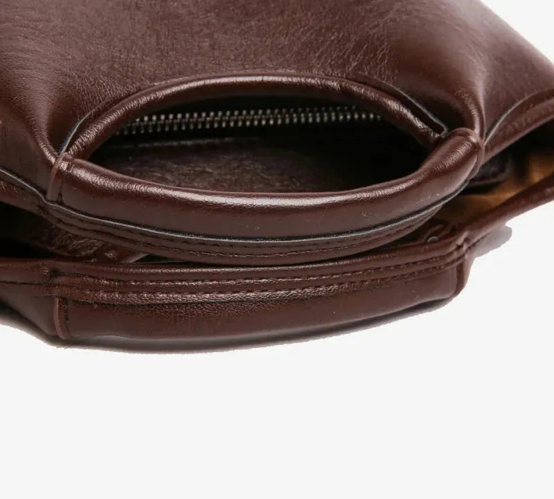 Bolsa feminina vintage de couro PU com alça dupla para ombro e transversal