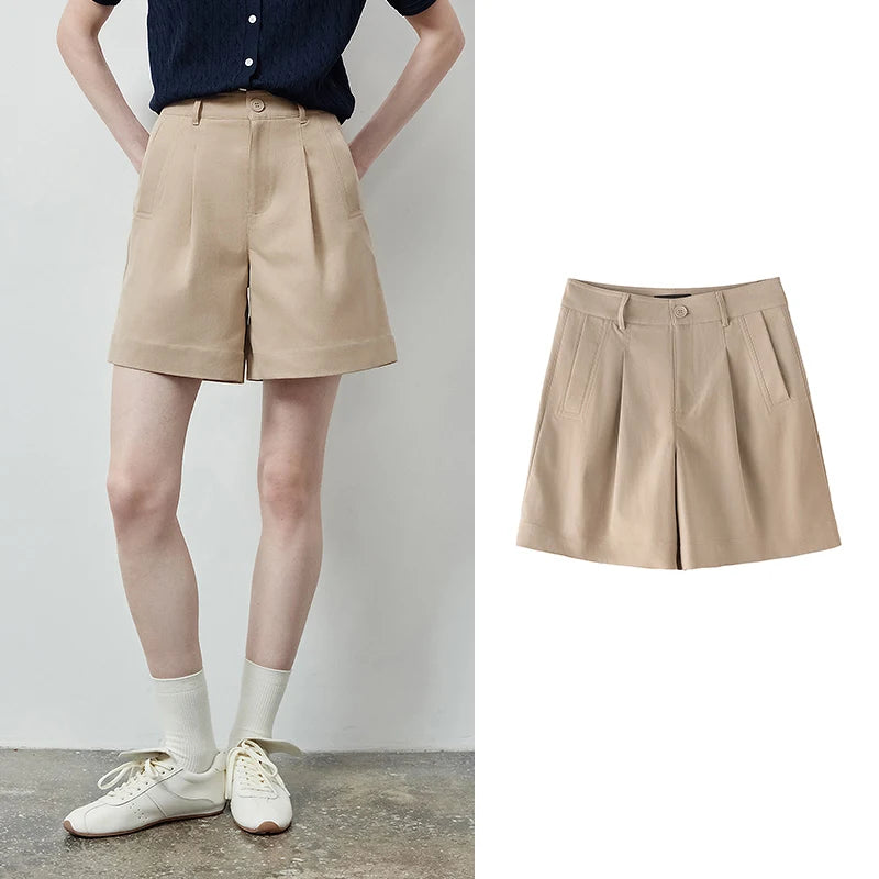 Shorts Alfaiataria Feminino Wide Leg com Bolsos