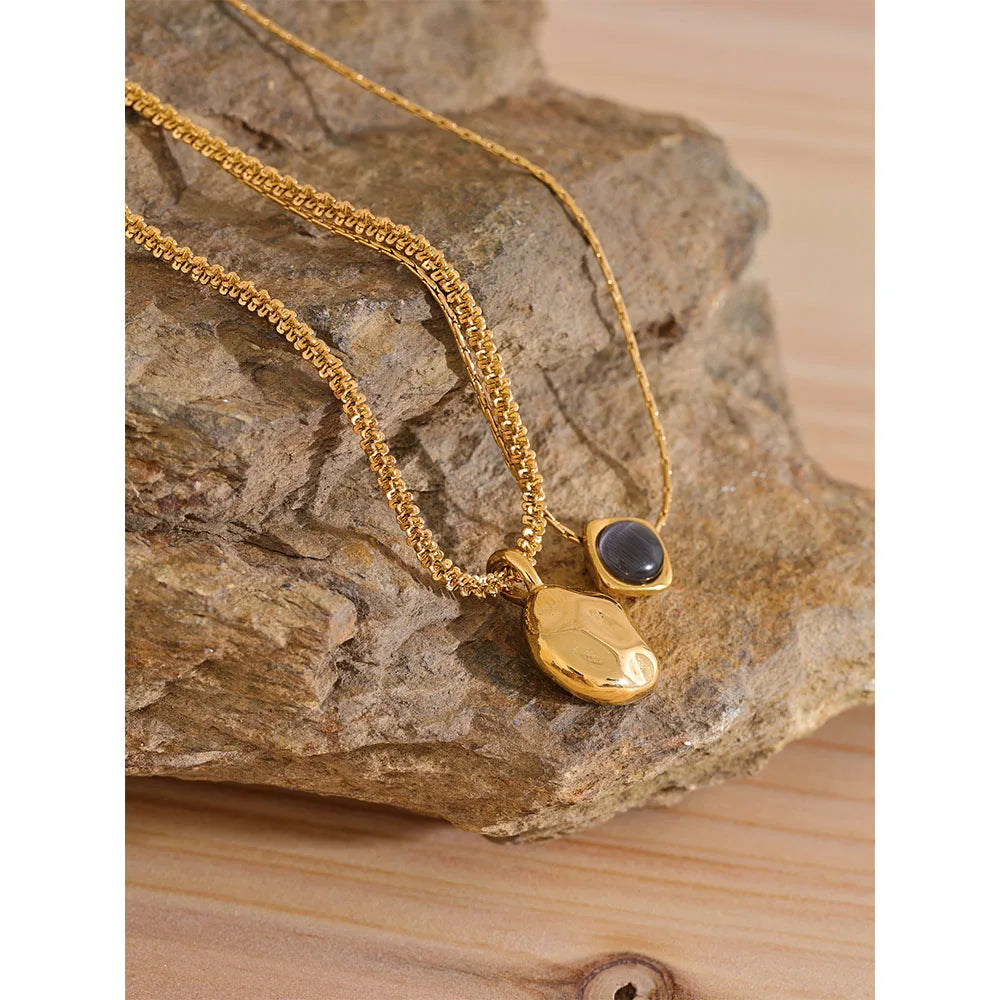 Colar Feminino de Camadas Gota em Aço 316L
