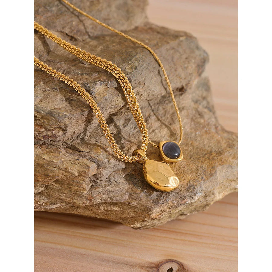 Colar Feminino de Camadas Gota em Aço 316L