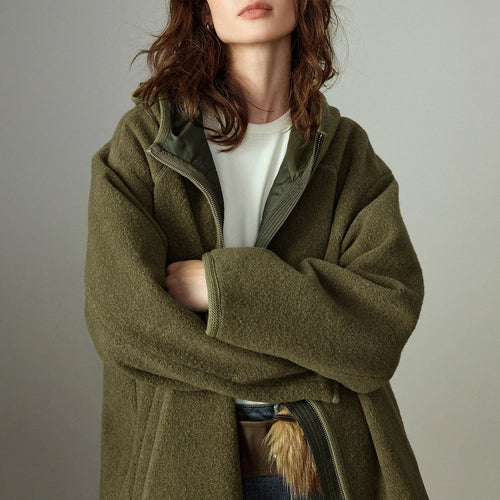 Casaco Feminino de Fleece Verde com Capuz