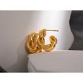 Yhpup 316L Stainless Steel Geometric Twisted Fashion Hoop Earrings for Women 18k Gold Plated Rust Proof Stylish Charm Jewelry