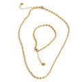 Yhpup Popular Stainless Steel Beads Chain Basic Necklace Bracelet Bangle Set 16K Gold Platinum Color PVD Plated Fashion Jewelry Gold Set