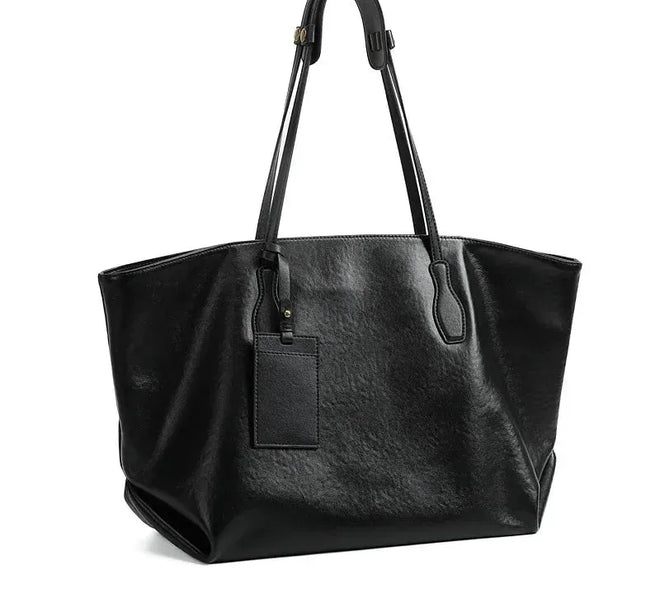 Bolsa Feminina de Couro Legítimo Grande Vintage Tote para Ombro