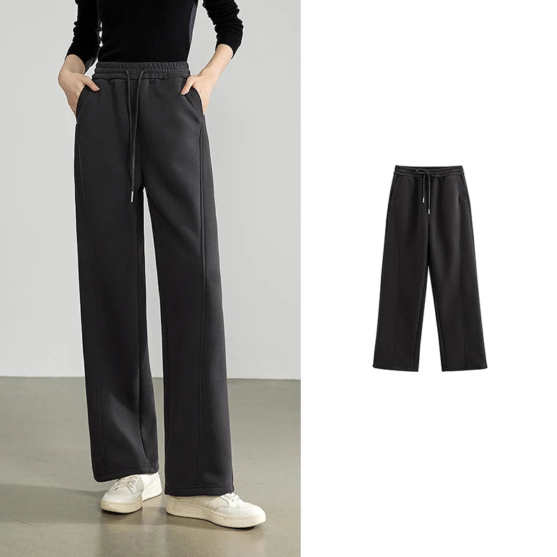 Calça Wide Leg Feminina de Algodão com Cordão