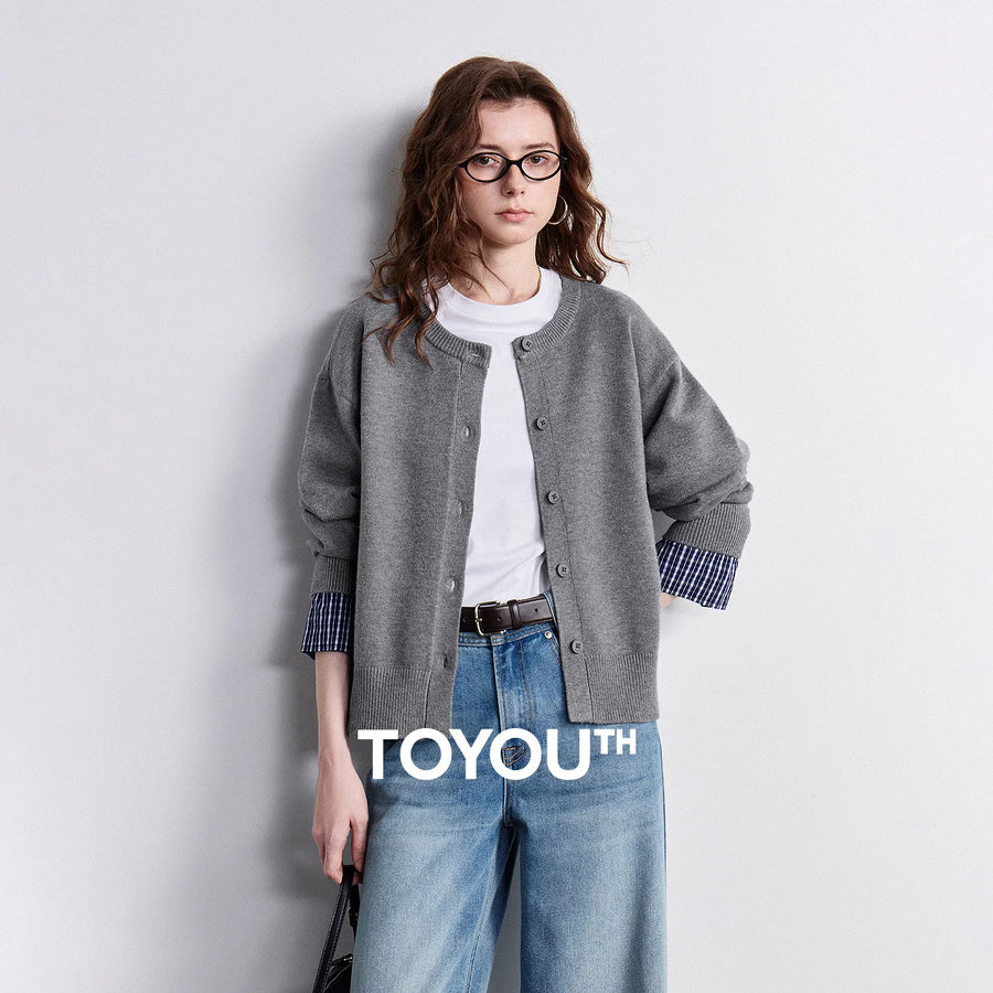 Blusa Feminina de Tricô Xadrez Efeito Duas Peças