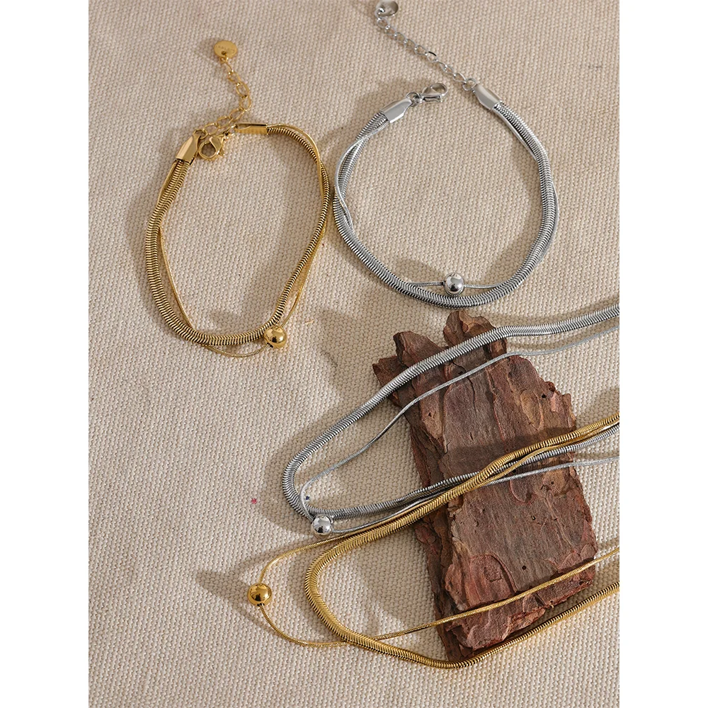 Colar Feminino de Camadas Gota em Aço Inoxidável 10