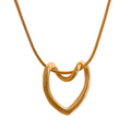 Yhpup Minimalist Golden Stainless Steel Heart Hollow Pendant Necklace for Women Rust Proof Stylish Charm Jewelry Bijoux Femme YH998A Gold