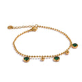 Conjunto Colar e Pulseira Gota com Zircônia em Aço Inoxidável YH1201A Green