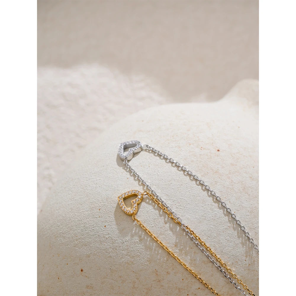 Colar Feminino Coração com Zircônia em Aço Inoxidável 5