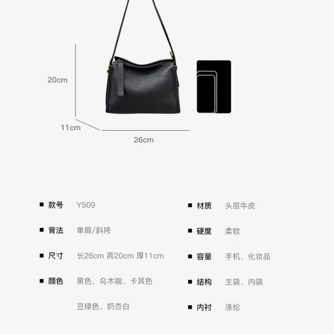 Bolsa Transversal Feminina em Couro Legítimo Vintage Grande Capacidade
