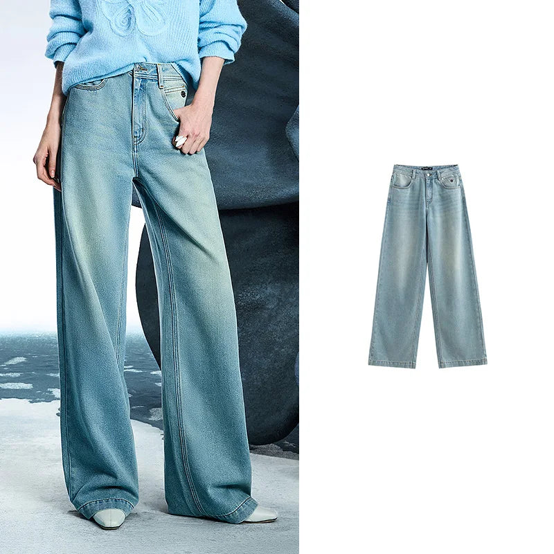 Calça Jeans Feminina Wide Leg Cintura Baixa