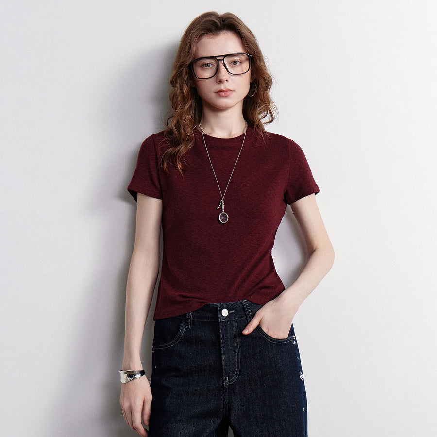 Camiseta Feminina Cropped Slim de Algodão