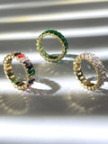 Anel Aliança Baguete com Zircônia e Banho Ouro 18K