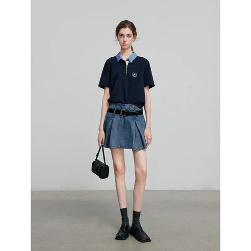 Shorts Jeans Feminino com Faixa e Caimento Solto