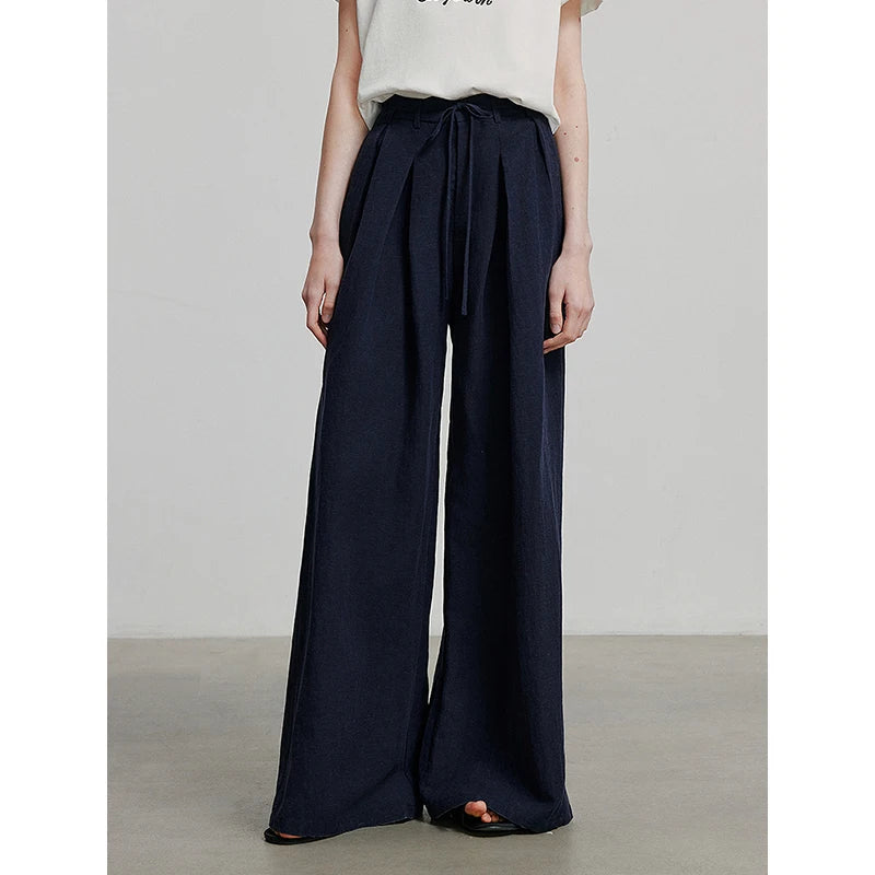 Calça Pantalona Feminina Estampada com Liocel e Linho