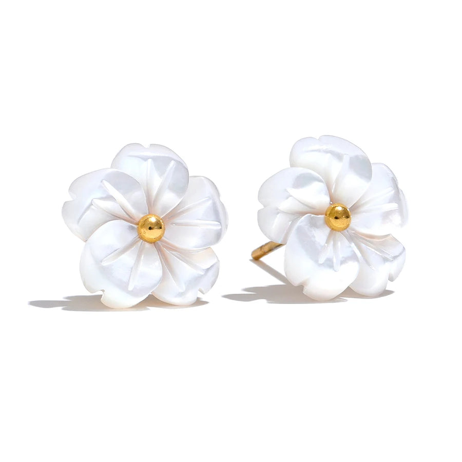 Brinco Flor Romântica com Concha Natural