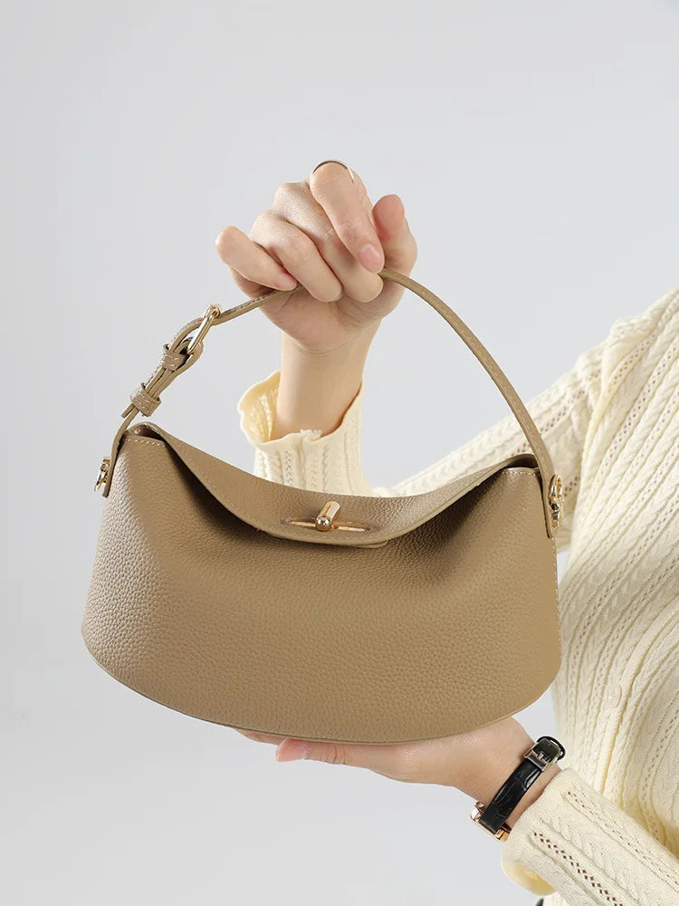Bolsa pequena feminina de couro legítimo minimalista transversal de ombro