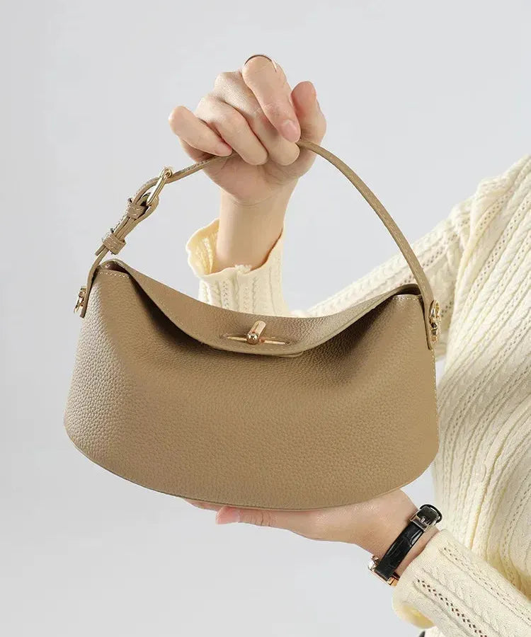 Bolsa pequena feminina de couro legítimo minimalista transversal de ombro