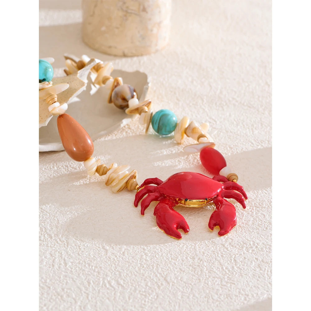 Colar Feminino Gota com Contas decorativas em Aço Inoxidável