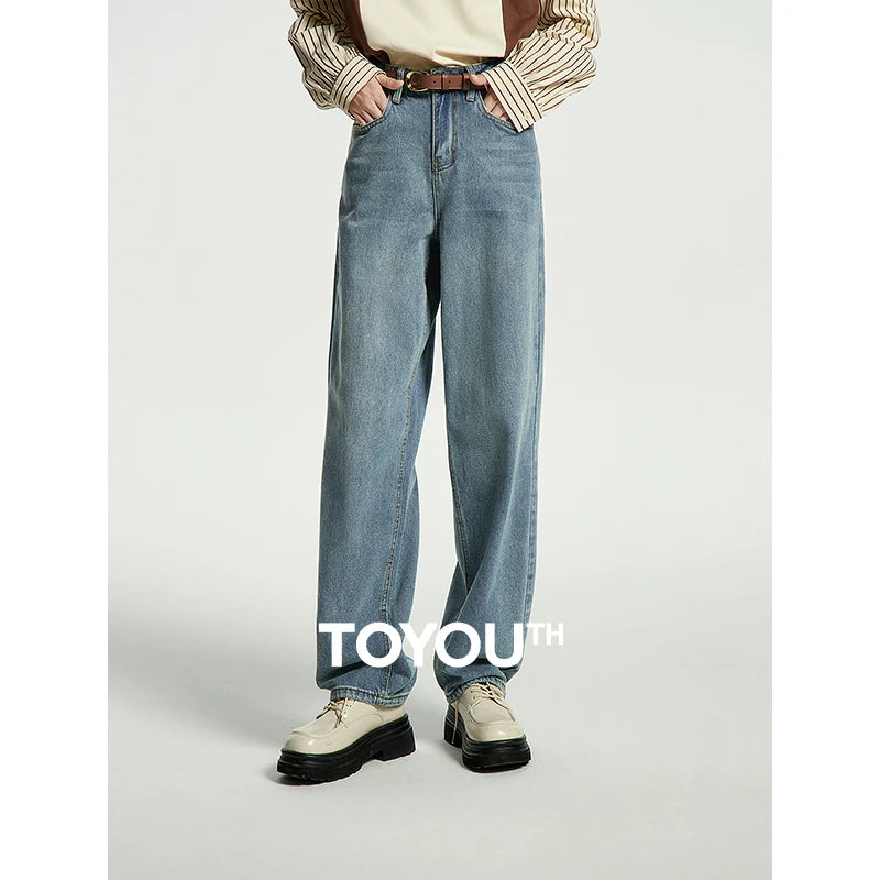 Calça Jeans Feminina Wide Leg Cintura Alta Azul Claro
