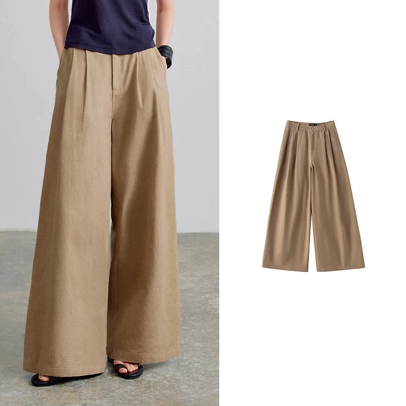 Calça Wide Leg Feminina 100% Algodão com Caimento Solto