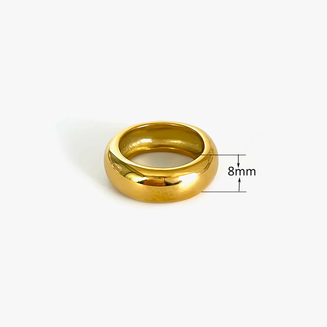 Anel Polido 8 mm e 10 mm com Banho Ouro 18K