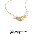 Colar Feminino Coração com Pérola em Aço Inoxidável 2
