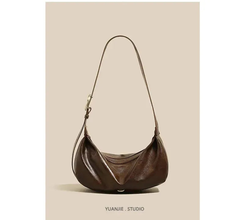 Bolsa feminina de couro macio grande capacidade minimalista crossbody luxo Coffee 30 9 14