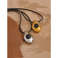 Yhpup Stainless Steel Water Drop Agate Stone Pendant PU Leather Necklace for Women Statement Fashion Jewelry Accessories New