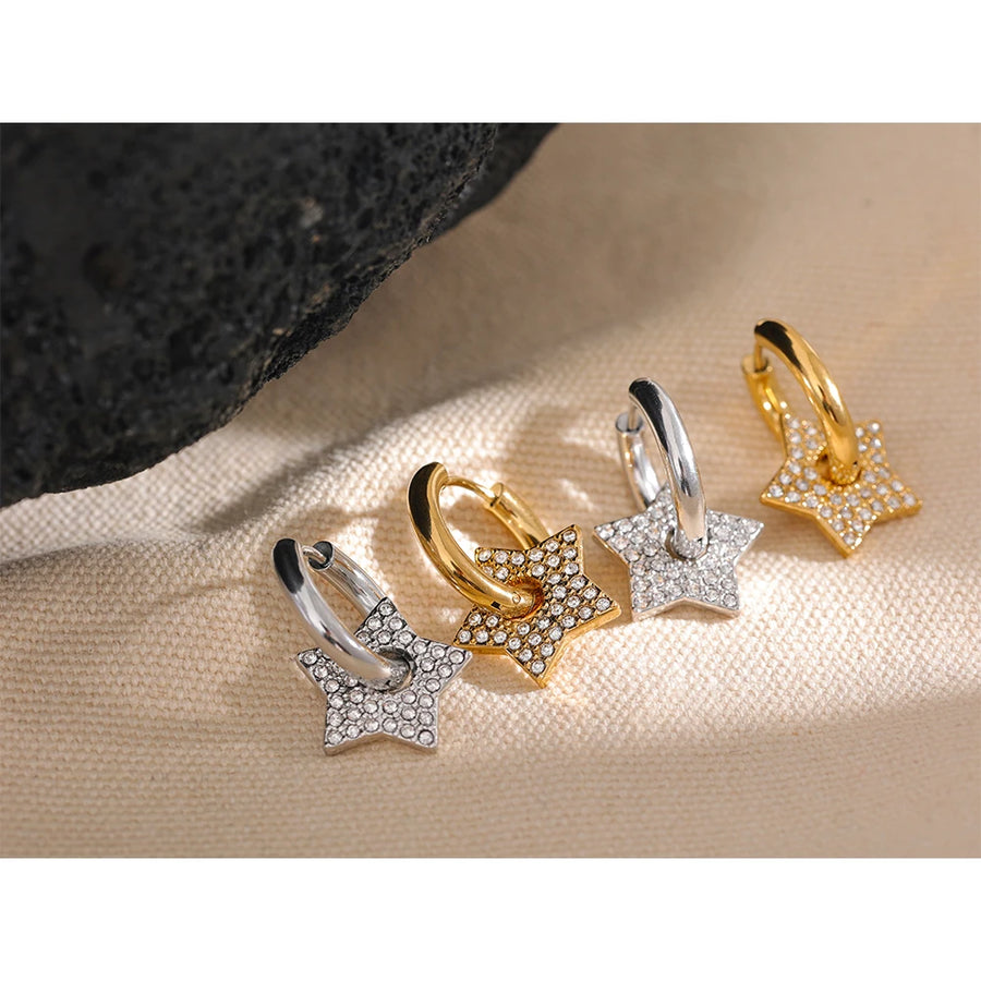 Brinco de Argola Estrela com Zircônia